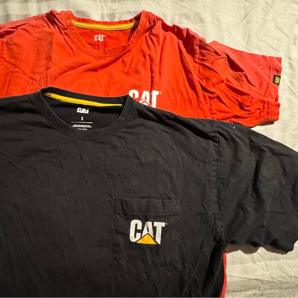 Caterpillar Black and Red Short Sleeve Tees